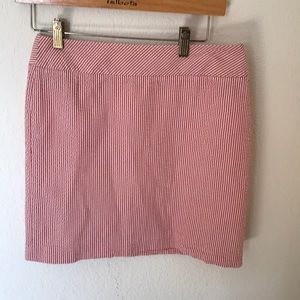 LL Bean Red Striped Pencil Skirt
